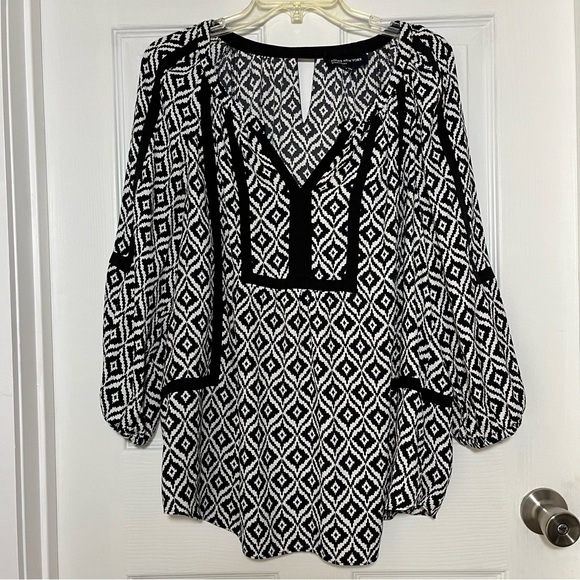 Jones New York Signature Black and White Patterned Blouse XL - Picture 1 of 8